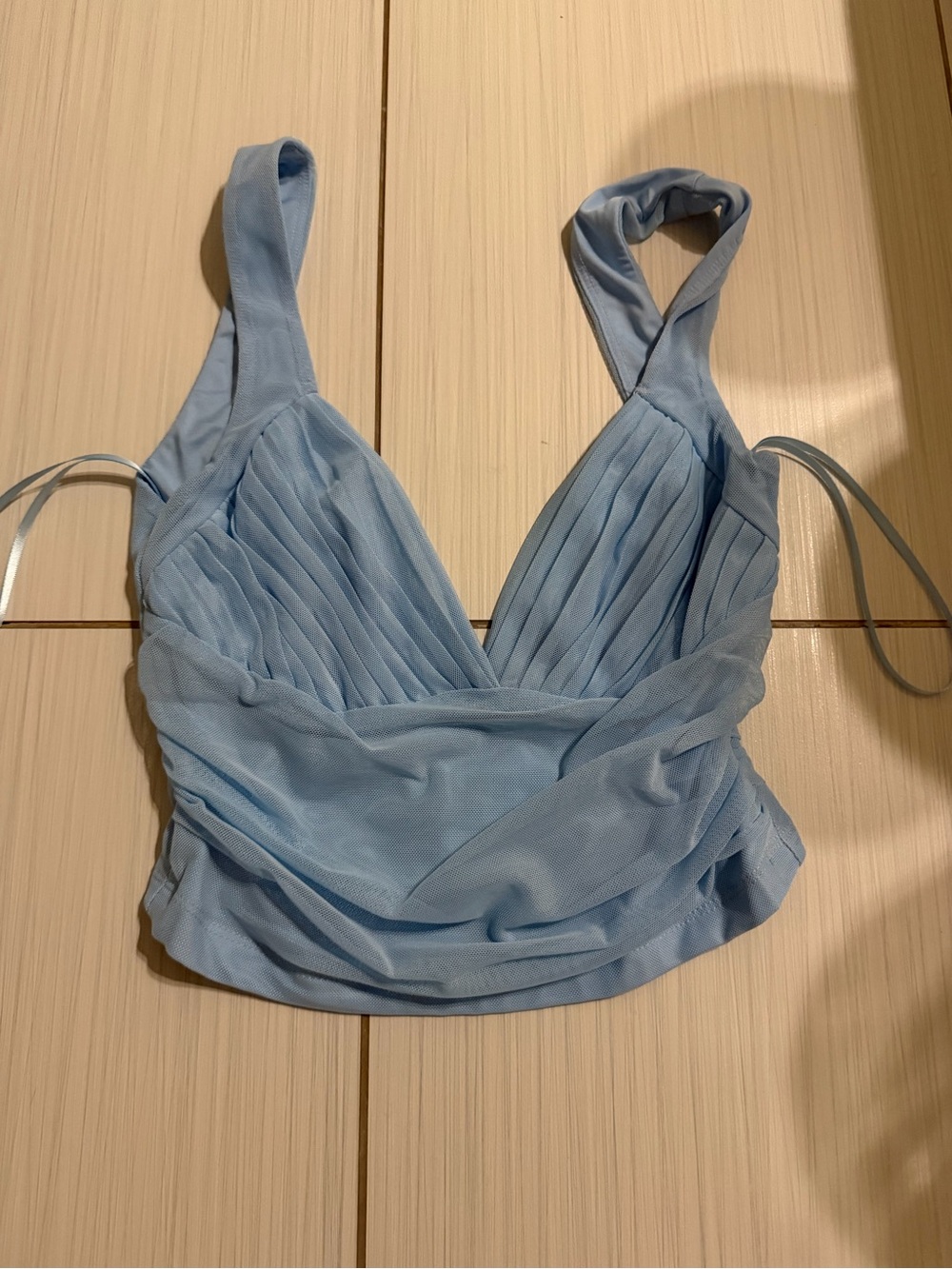 Princess Polly Sky Blue Pleated V-Neck Camisole